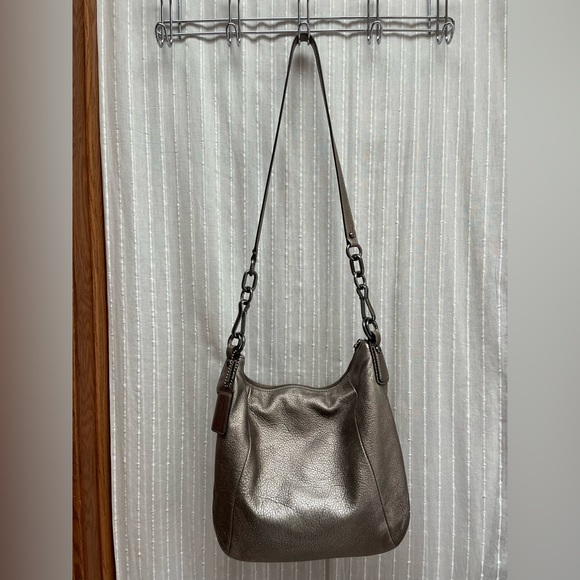 🔆Coach Kristen Metallic Bronze Leather Hobo Shoulder Bag Handbag Purse